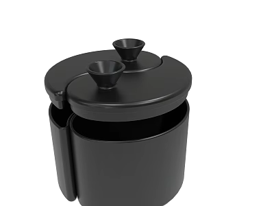 Black Storage Container With Lid Featuring Two Small Conical Parts 3d model
