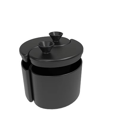 Black Storage Container With Lid Featuring Two Small Conical Parts 3d model