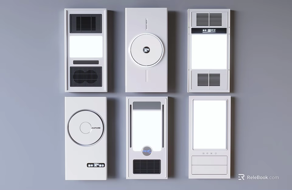 Multiple Modern White Household Appliances With Different Embedded Designs And Styles 3d model