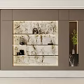 Modern Lighted Display Cabinet With Marble Shelves And Decorative Items Interior 3d model