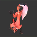 3D Crafted Stylized Fox Creature With Orange White Fur Black Markings In Dynamic Pose