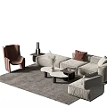 Modern Sofa Coffee Table Set With Fabric Sofa Coffee Table Accent Chair And Area Rug 3d model