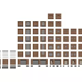 Brick Building Facade Design With Modular Window Patterns And Rectangular Blocks 3d model