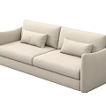 Modern Light Beige Fabric Two Seater Sofa With Soft Cushions And Armrests 3d model