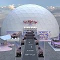 Fashion Show Runway Setup With Seating Background Screens And Neon Decorations