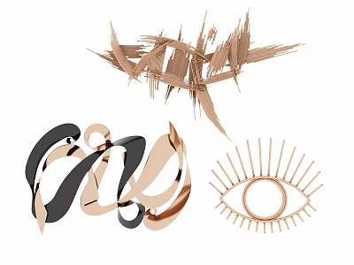Modern Abstract Wall Decor With Metal Geometric Curved And Eye Shaped Designs 3d model
