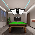 Modern Billiard Room Design With Pool Table And Luxury Sofas 3d model