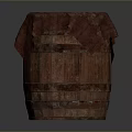 Traditional Striped Wooden Barrel With Red Cloth Cover For Home Storage Use