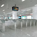 Modern Station With Self Service Ticket Machines People Using Digital Screen And Red Accent Line