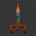 Colorful Wooden Toy With Worker Figures Red Hats Orange Shirts Blue Pants And Wheeled Base