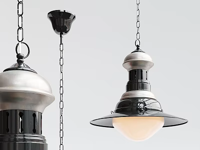 Modern Black Silver Chandeliers With Hanging Chain And Spherical Glass Shade 3d model