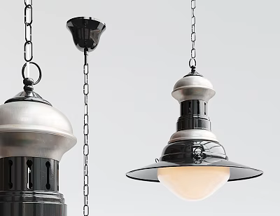 Modern Black Silver Chandeliers With Hanging Chain And Spherical Glass Shade 3d model