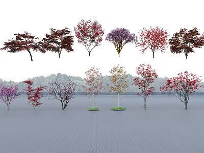 Colorful Arbor Trees With Various Leaf Colors And Diverse Species 3d model