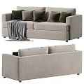 Modern Gray Two Seater Sofa With Mixed Color Pillows And Throw Blanket 3d model