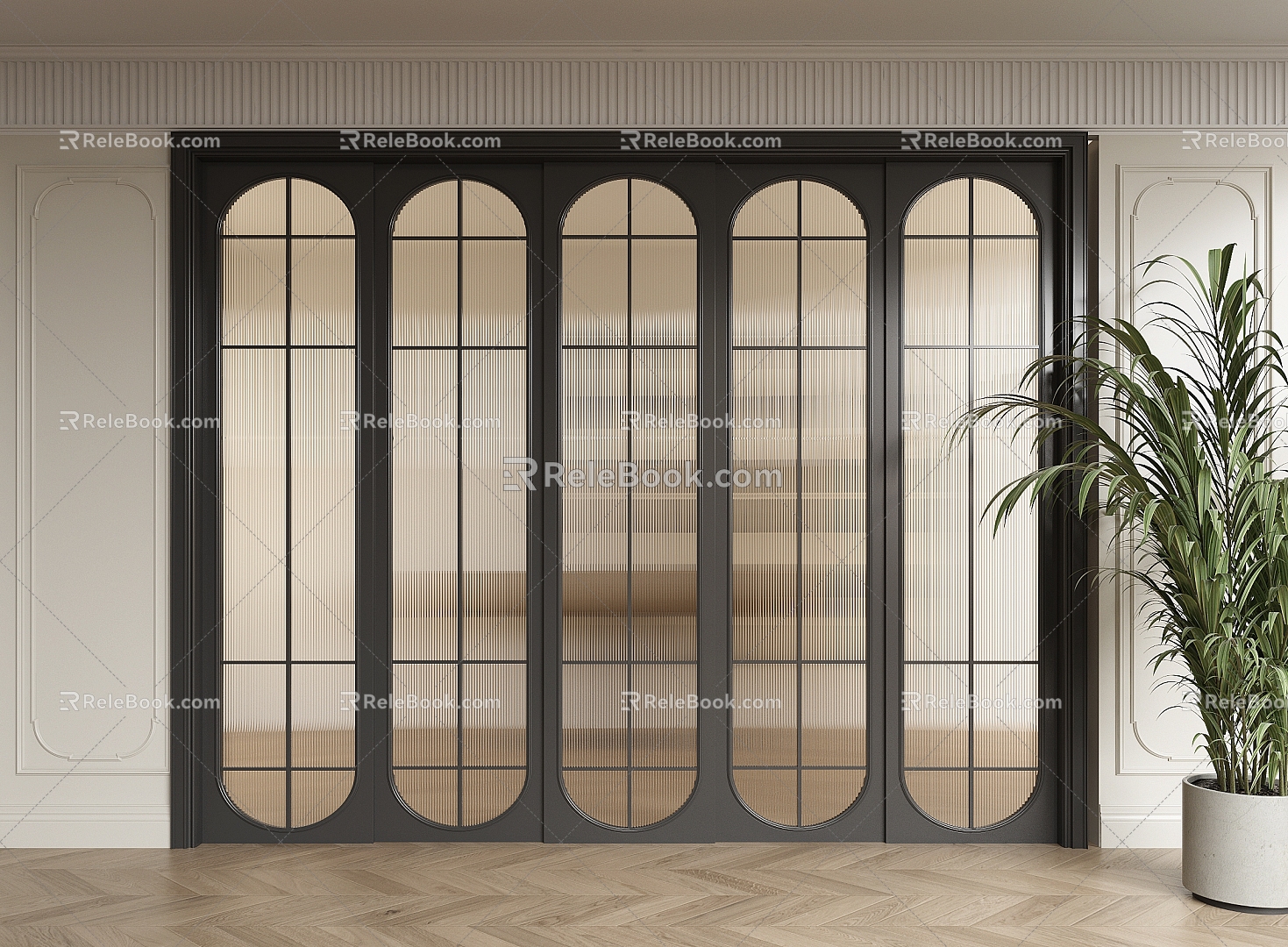 French style glass sliding door Changhong glass door balcony door kitchen door 3d model