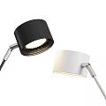 Modern White Floor Lamp With Metal Stand And Thin Black Wire Elements 3d model