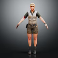 Outdoor Female Explorer In Tactical Vest With Wild Deer In Natural Setting
