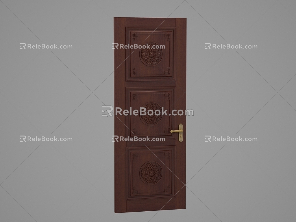 Chinese style door solid wood door interior door 3d model