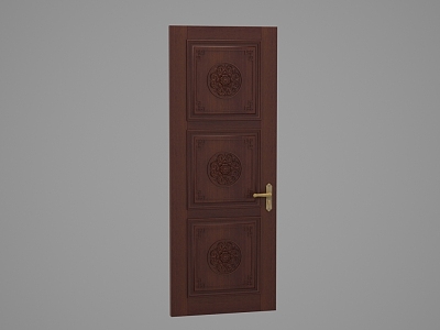 Chinese style door solid wood door interior door 3d model