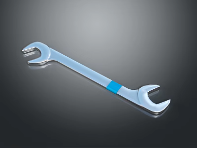 Professional Hardware Tool Wrench With Silver Metal Body And Blue Grip Strap 3d model