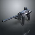 Futuristic Black Rifle With Long Barrel Advanced Sight And Ergonomic Grip Design