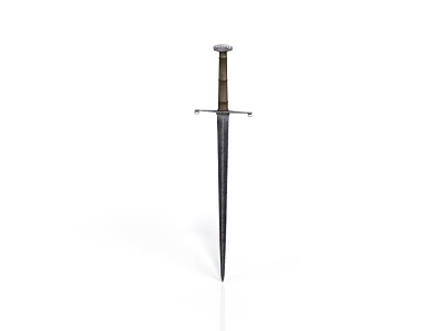 Medieval Style Sword With Decorative Hilt Crossguard And Metal Blade On White Background 3d model