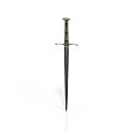 Medieval Style Sword With Decorative Hilt Crossguard And Metal Blade On White Background