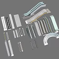 Elevator And Escalator Components Featuring Metal Handrails And Transparent Glass Doors