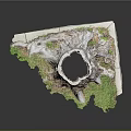 Natural Wood Tree Stump Decorative Item Featuring Stone Accents And Lush Green Moss