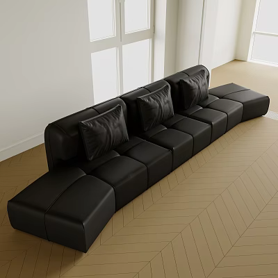 Minimalist Black Sofa Shaped Sofa Cotton Candy Sofa Tofu Block Sofa Multi-Person Sofa 3d model