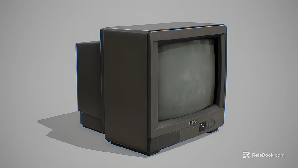Vintage Retro Television Set with Classic Old Fashioned Design and Speaker 3d model 