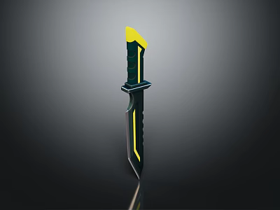 Yellow And Black Tactical Knife With Ergonomic Handle And Sharp Blade 3d model