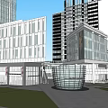 Modern Commercial Complex With Open Plaza Green Spaces And Connecting Walkways