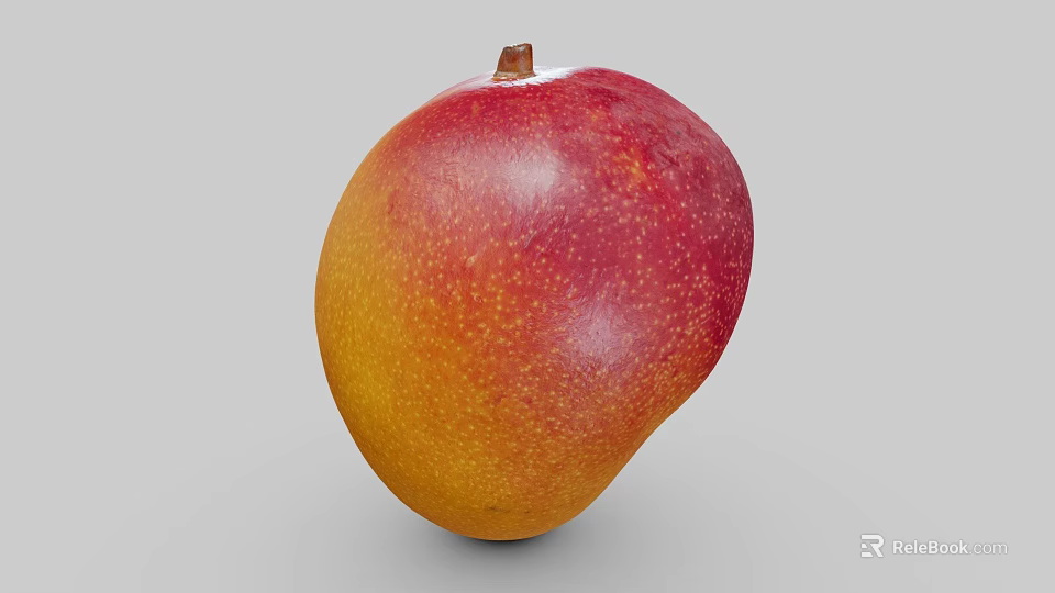 Fresh Ripe Mango With Red And Yellow Spotted Skin Looks Juicy 3d model 