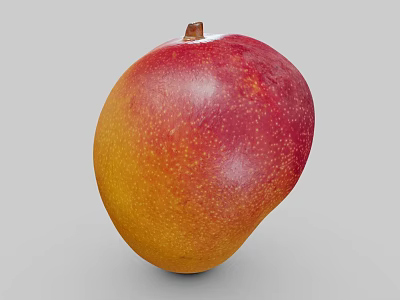 Fresh Ripe Mango With Red And Yellow Spotted Skin Looks Juicy 3d model