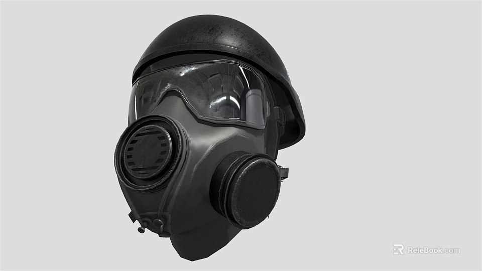 Professional Firefighting Gas Mask Featuring Protective Helmet And Safety Goggles 3d model 