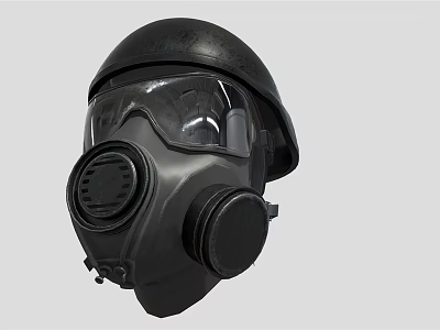 Professional Firefighting Gas Mask Featuring Protective Helmet And Safety Goggles 3d model