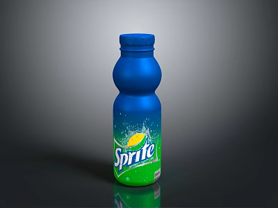 Sprite Blue Bottle With Lemon Design Refreshing Carbonated Drink On Dark Surface 3d model
