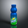 Sprite Blue Bottle With Lemon Design Refreshing Carbonated Drink On Dark Surface