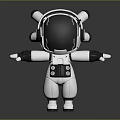 Game And Movie Character Astronaut 3D Model Cartoon Style With White Spacesuit Multiple Back Cannons