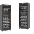 Modern Black Kitchen Appliances Double Door Cabinet With Plate And Bowl Storage Organization