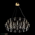Elegant Gold Metal Frame Crystal Chandelier With Net Like Structure And Hanging Pendants