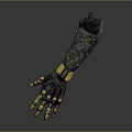 Fantasy Character With Intricate Metallic Mechanical Arm And Gold Accents