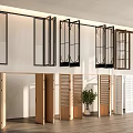 Various Folding Doors With Wooden And White Lattice Designs In Interior