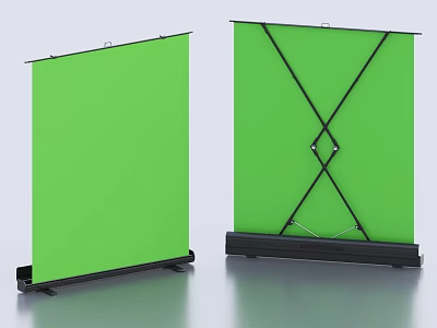 Commercial Green Backdrop Screens With Portable Stand And Cross Support Design 3d model