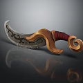 Ornate Weapon Scimitar with Decorative Blade Red Handle and Golden Accents