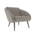 Gray Upholstered Single Sofa With Quilted Pattern Curved Arms And Metal Legs 3d model