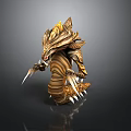 Dragon Like Mythical Creature with Golden Brown Stripes Sharp Claws Horns and Scaly Body