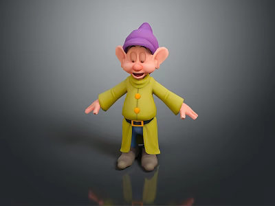 Playful Game and Movie Character With Purple Hat Green Coat Arms Outstretched Happy Expression 3d model