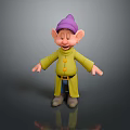 Playful Game and Movie Character With Purple Hat Green Coat Arms Outstretched Happy Expression